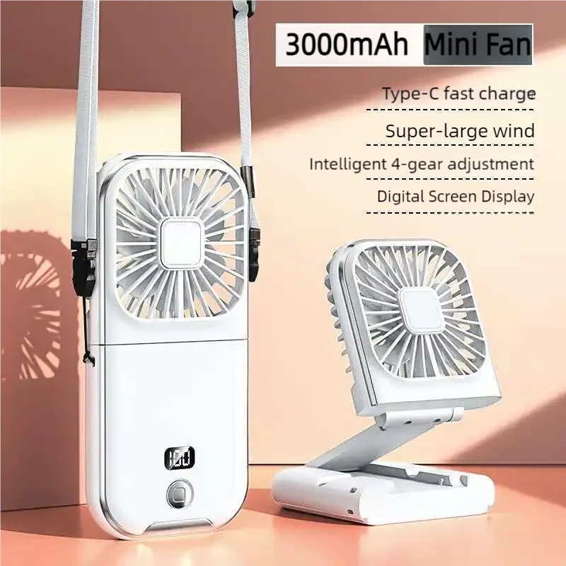 Skladateľný ventilátor visiaceho krku chladiaca stolná plocha v ručke USB Mini Fan Camping Mute Ventilador Air chladič