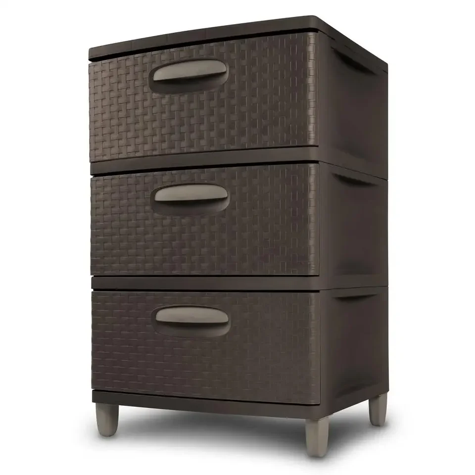 Skladovacia jednotka Weave 3 Zásuvky Espresso Office Home Organizátor BPA bez textúrovaného vzoru Easy Clean 20L Cap obdĺžnika tvaru