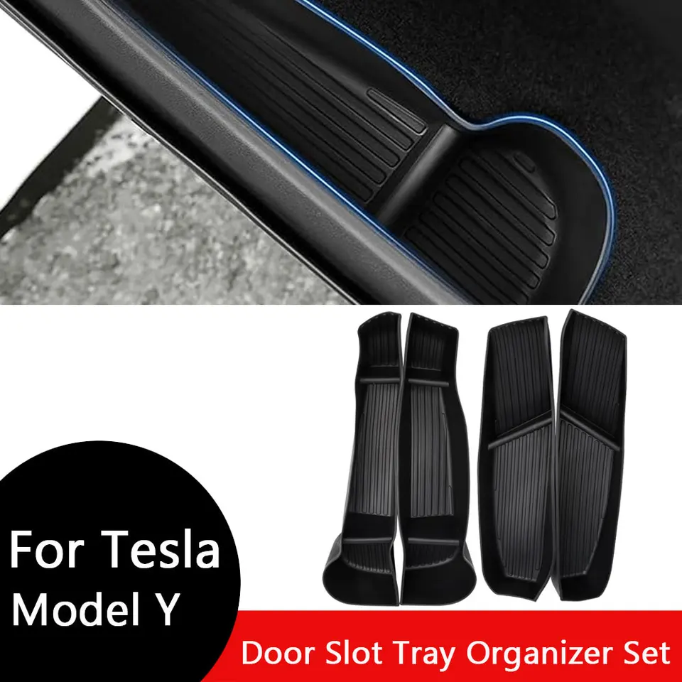 Skladovacia skrinka na bočné dvere a odpadky pre Tesla Model Y Príslušenstvo predné zadné dvere Vložte podnos organizátora Organizátor dverí Skladovanie dverí
