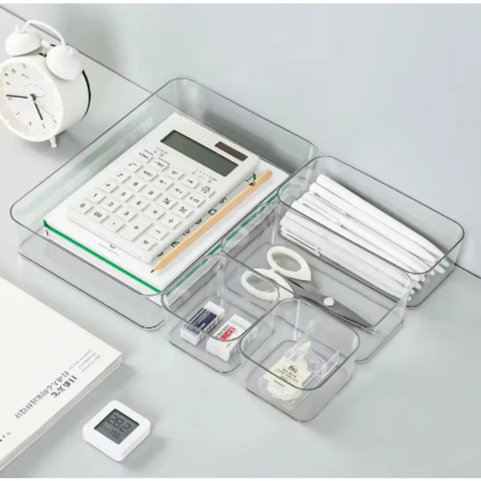 Skladovacia skrinka Transparentná veľká kapacita Kozmetický organizátor Desktop šperky šperky Make -up zásuvka Kontajner viac veľkostí