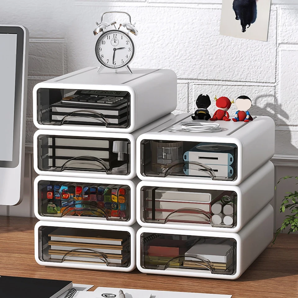 Skladovacie skrinky na stolné úložné skrinky Skladovacie zásuvky Stohovateľné kancelárske potreby Skladovacie skrinky Cosmetics Storage Box Organizátor domáceho úložného priestoru