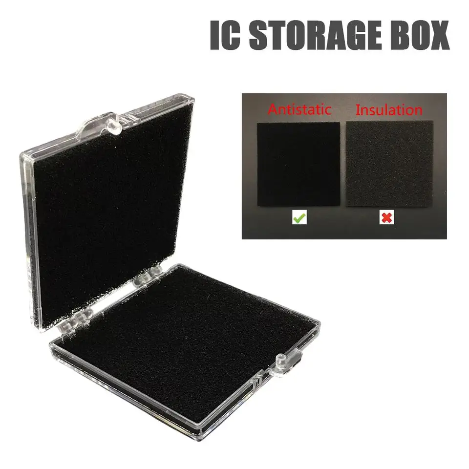 Skladovací box obalu IC, zabudovaný v dvoch ant-statických špongiách 55x55x10mm, puzdro 51x51.6x6,5 mm Interný externý CPU čip Q3N1