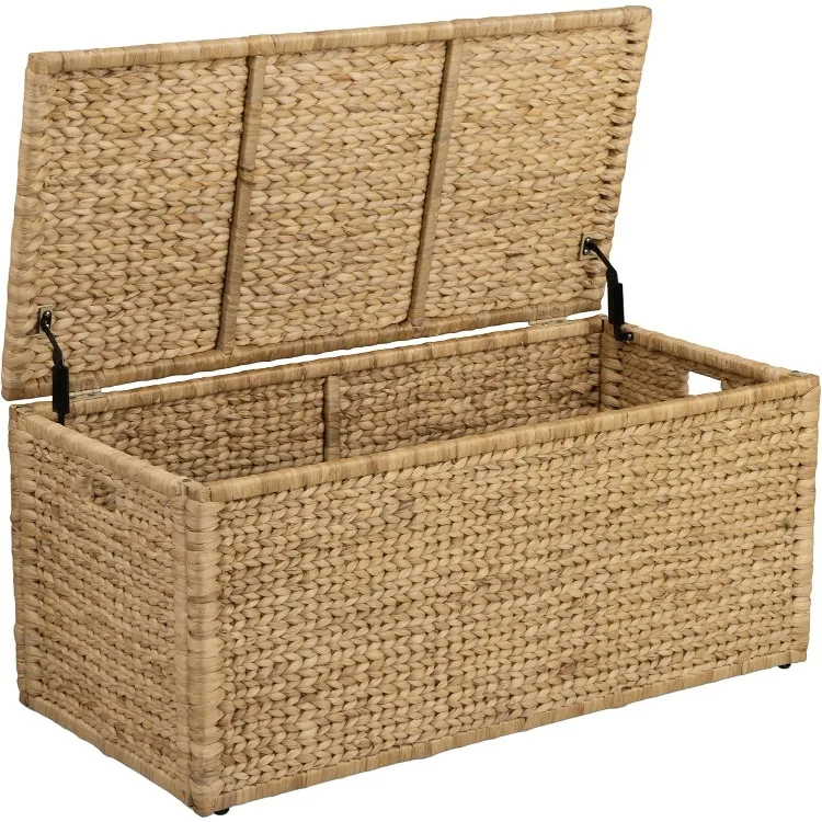 Skladovací kmeň Hyacint Storage Hyacint s vysokou vodou s kovovým rámom, 42 x 20 x 18,5 palca, prírodné