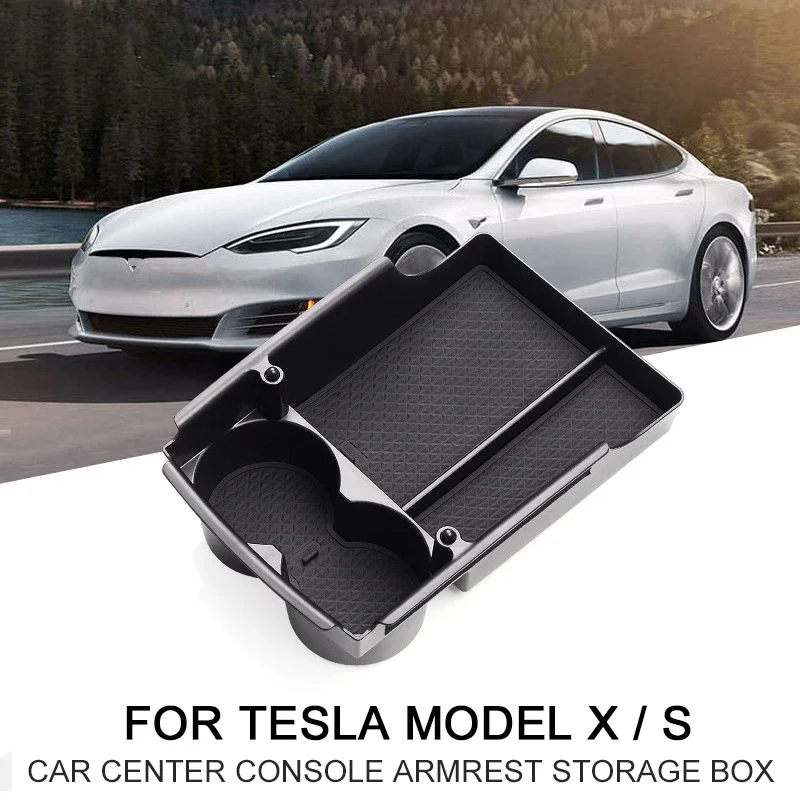 Skladovanie automobilov pre Tesla Model X Model S Centrum automobilu Console Storage Box Organ Organizátor Anti-Slip Mats Storage Tidying