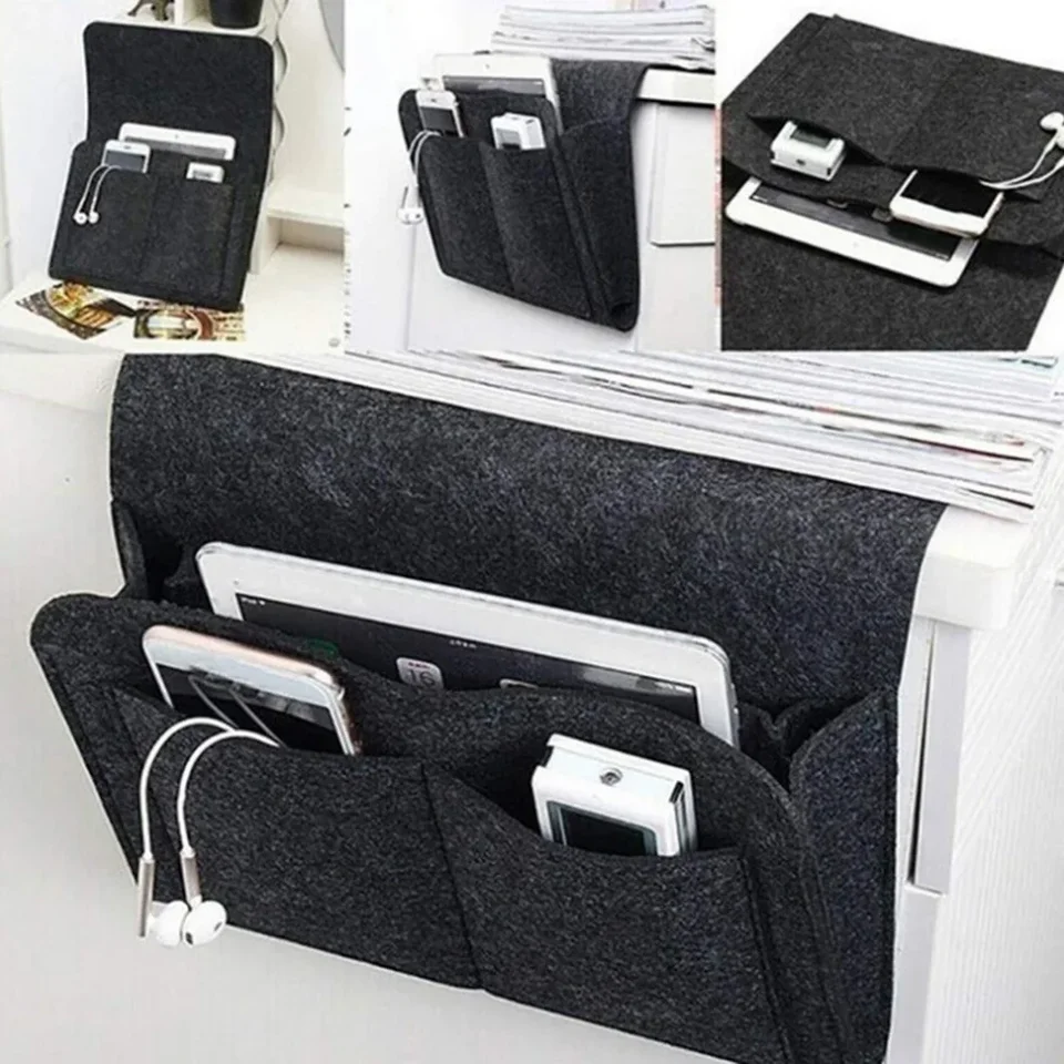 Skladovanie vreckového vrecka na posteľ držiaka držiaka diaľkového ovládača pohovky pohovky Stolová plocha Felt Hanging Storage Bag Domov Organizácia