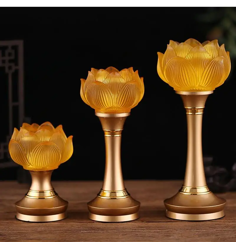 Sklenená lampa Buddha Hall LED Farebné svetlá zliatiny Everbright Plug-in Plug-in Lampy Tradičné budhistické predmety