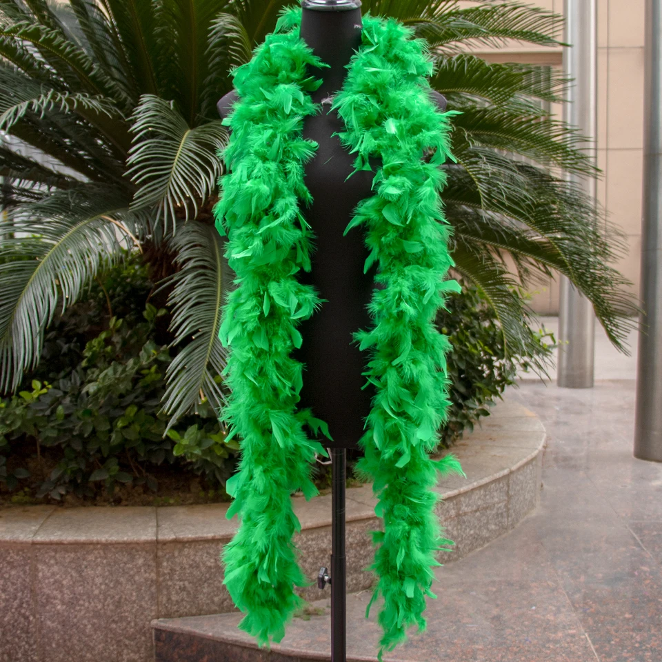 Sklenená zelená marabou perie s prírodným nadýchaným morčacom Pluma boa šál na párty cosplay šaty šijacie dekorácie slivky 60 gramov