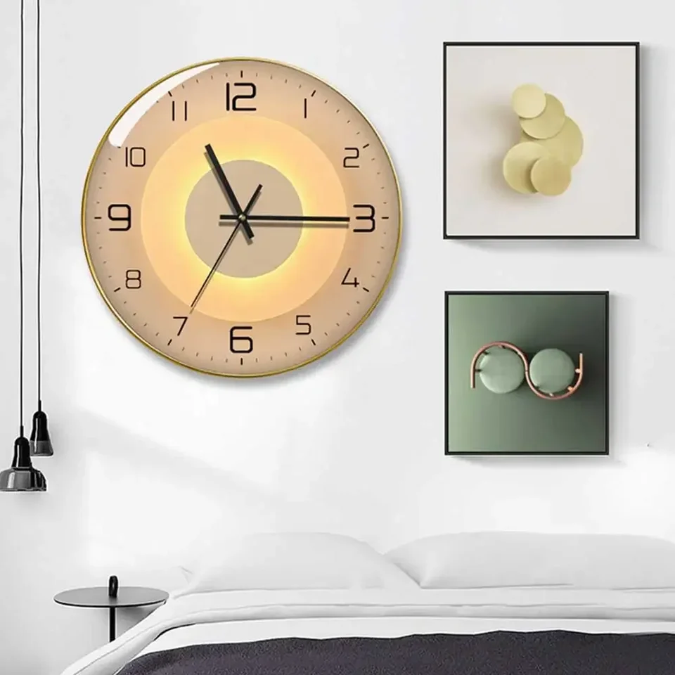 Sklenené nástenné hodiny moderný dizajn Geometrická séria Art Round Mute Creative Hanging Obývacia izba Domáca spálňa dekorácia 12 palcov
