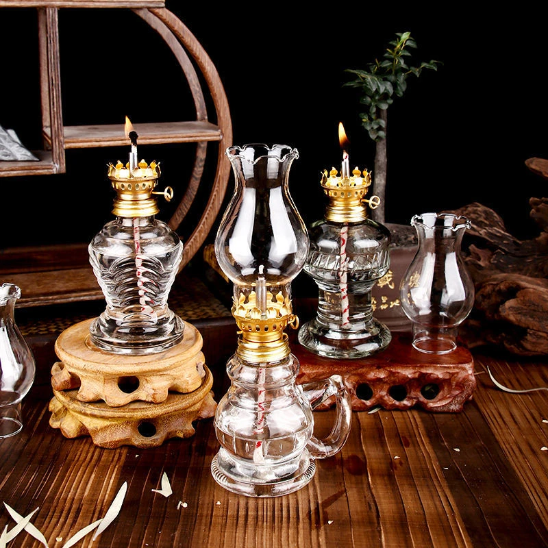 Sklenené petrolejové lucerny olejová lampa sklo klasické retro rodinné dekoratívne svetlá vysokej kapacity Kvalitné prenosné zdobenie