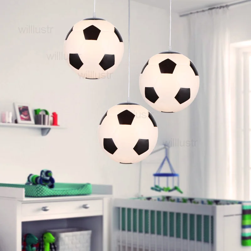Sklenený futbal Svetlo Ručne vyrobené ručne vyrábané guľaté odpruženie Lamp Restaurant Hotel Bar Detská izba zavesenie stropný luster