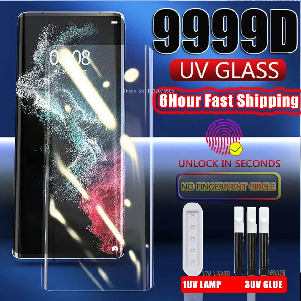 Sklo 3ks pre Samsung S24 S21 S20 S10 S22 S23 Ultra plus zakrivené okrajové sklo pre Samsung Note20ultra 10 9 UV horná obrazovka chránič obrazovky