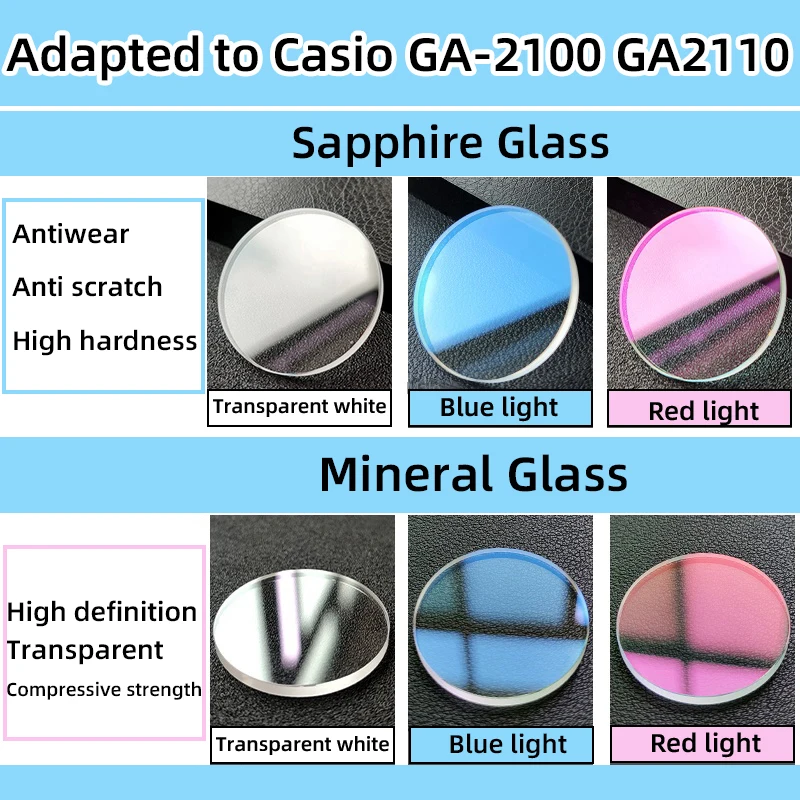 Sklo GA2100 pre Casioak GA-2100 GA2110 Sapphire Mirror Anti-Wear Mineral High-Definition Glass Dial Protection G-Shock GA2100