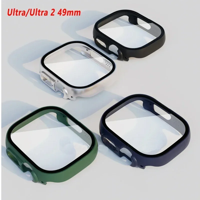 Sklo+puzdro pre Apple Watch Ultra/Ultra 2 49 mm PC Nárazník+Temperovaný obal na obrazovku pre puzdro Iwatch Ultra Series Smartwatch Case