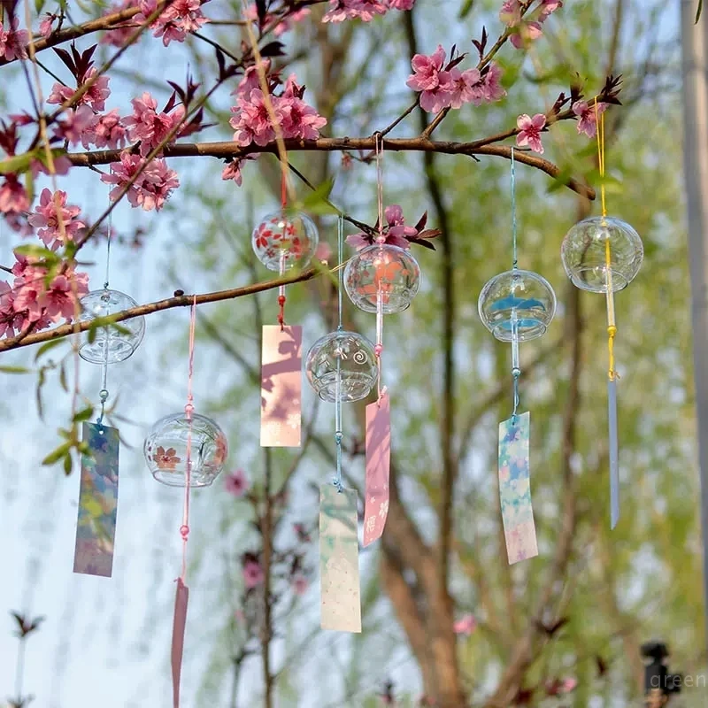 Sklo Sakura Wind Chime Hanging Wind -Bell Balkón Krajina dekorácia japonský štýl Domáca záhrada terasa zavesenie ozdoby