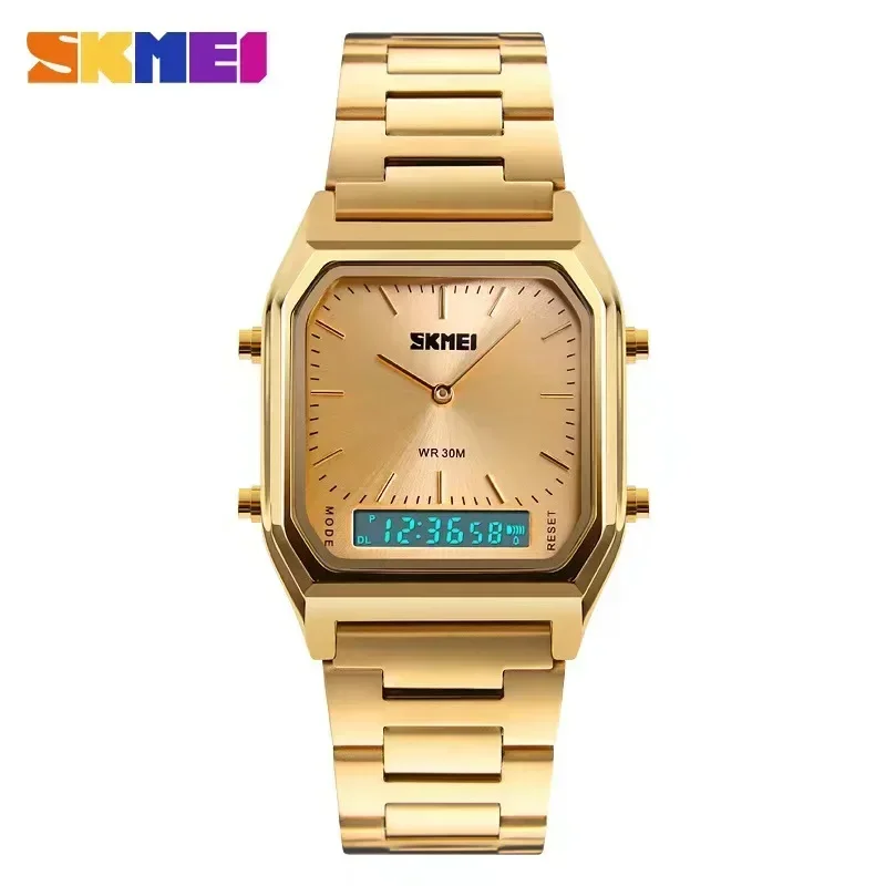Skmei 1220 Men digitálny duálny čas športový chronograf 3Bar Witerproof Quartz Resracewatches relogio Masculino Fashion Casual Watch