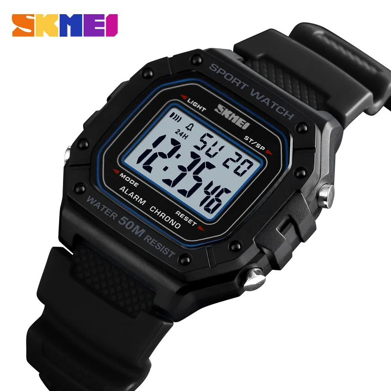 Skmei 1496 Montre Homme Outdoor Sport Watch Men Digitálne hodinky 5bar Witerproof Alarm Moderný módny Men Digitálne hodinky
