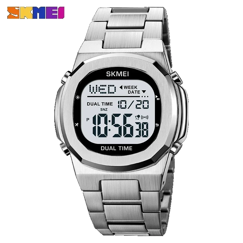 SKMEI 2004 DIGITÁLNE HODNOTKY FORM O MEN Countdown Sport Neprestratovná z nehrdzavejúcej ocele Mužské hodinky LED displej hodín reloj hombre 2036