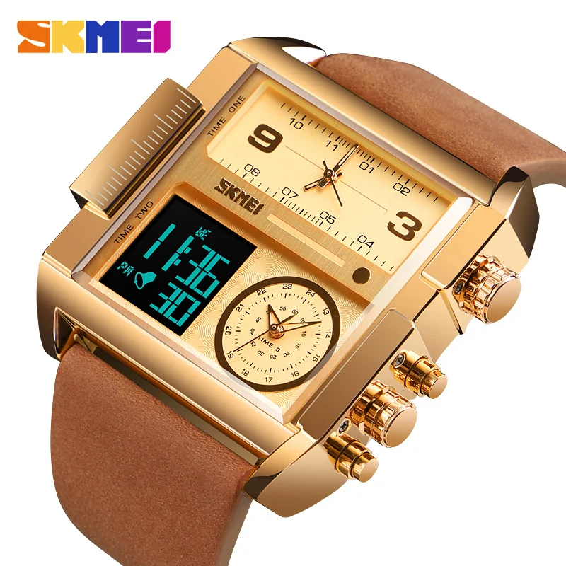 Skmei 3 -Time Men Sports hodinky Top Luxury Brand Vojenské digitálne náramky Mens Quartz Movement Watches Clock reloj hombre 1391