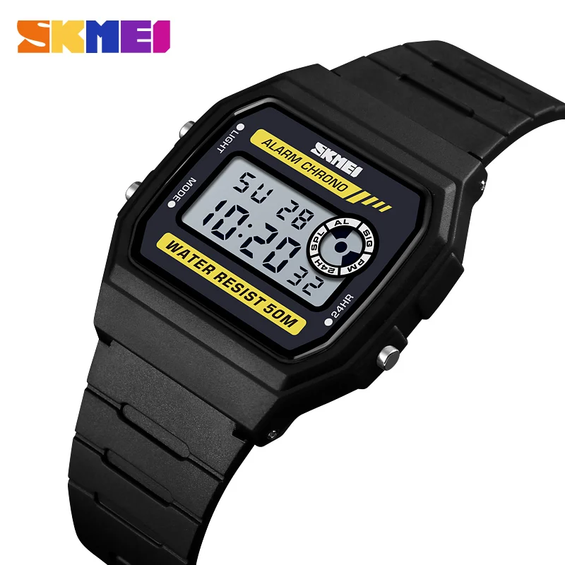 Skmei Digital Simple Girls hodinky hodinky nepremokavé PU remienok Alarm hodinky Ženy módne športové hodinky náramok alarm relogio feminino