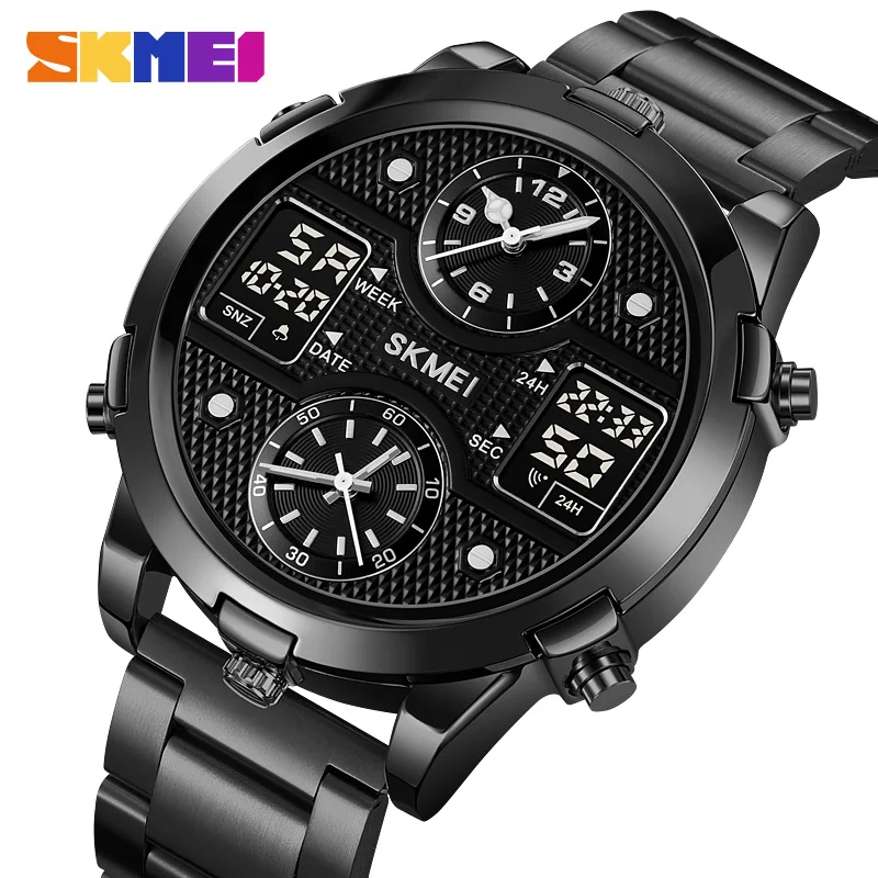 Skmei Digitálni muži Vojenské hodinky 30 metrov vodotesné náramkové hodinky viedli 4 -krát hodiny Sport Watch Male Big Watches Men Relogios Masculino