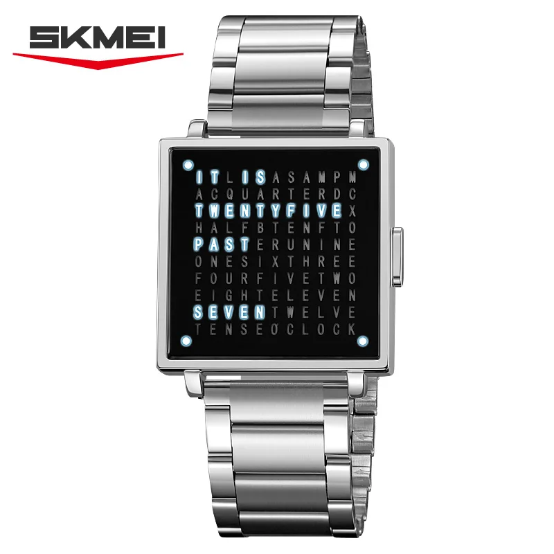 Skmei Fashion Electronic Watch Luxusné LED svetlo Digitálne náramkové hodinky pre muža Dátum Displej z nehrdzavejúcej ocele Wotofreater 2388
