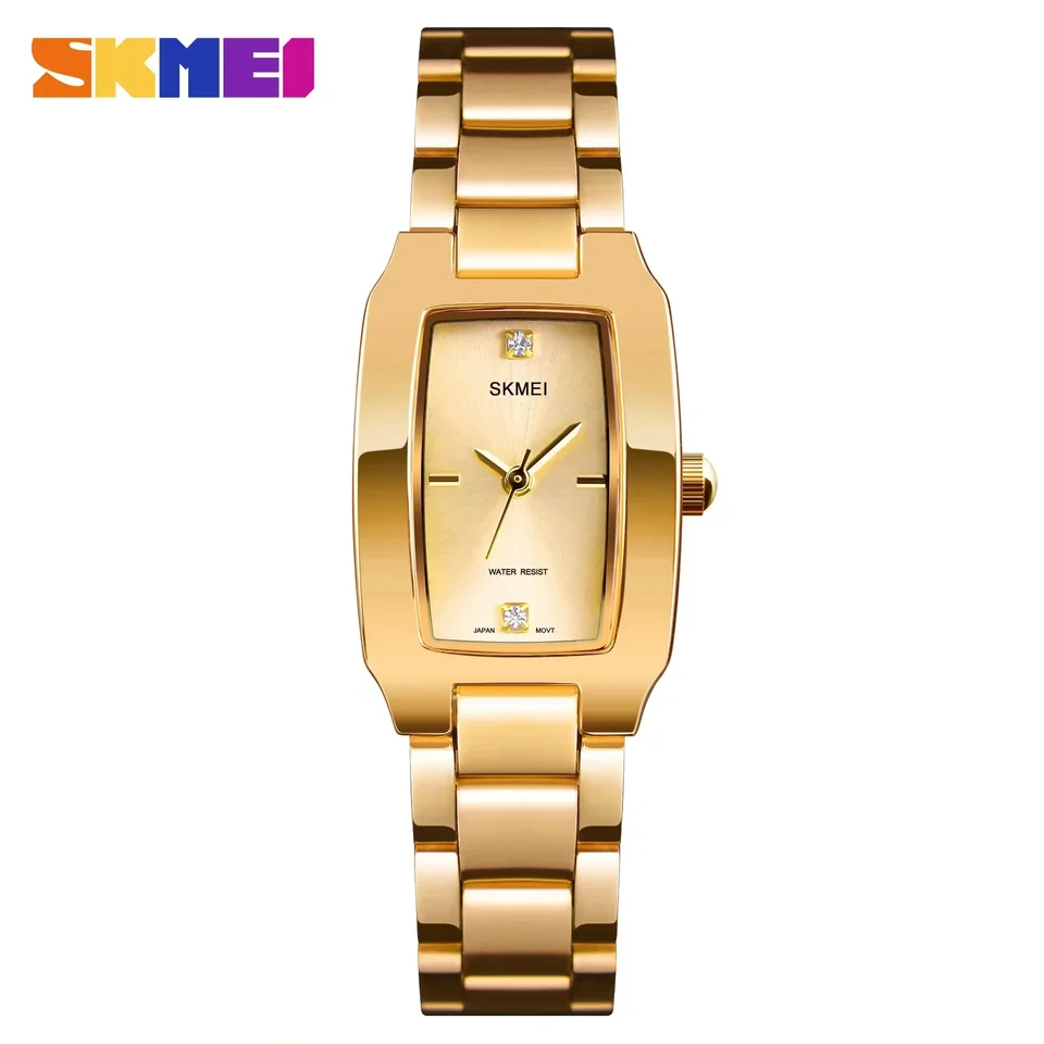 SKMEI LADIES TRACKÉ ŠATY Luxusné strieborné dámske dámske kamienky vodotesné relogio Feminino Quartz Watch Fashion Thin Watches 1400