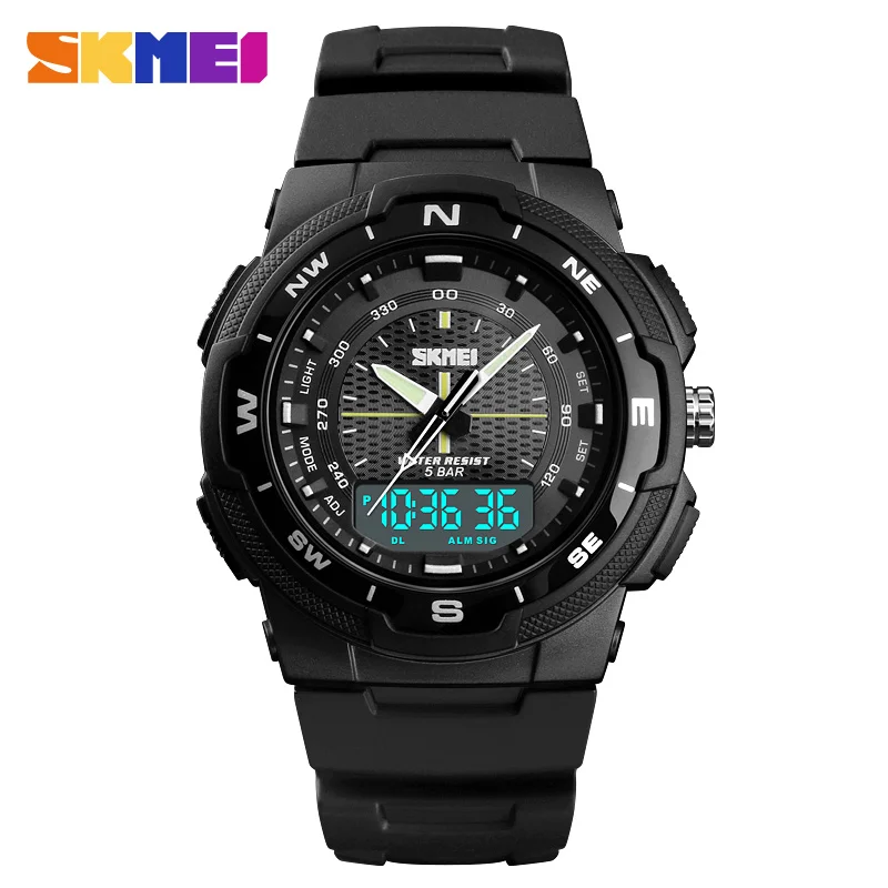 Skmei Military Digtal Watch for Men Sports Electronic Witerprope Pánske náramkové hodinky Quartz Alarm Glock 1370 Reloj Hombre 1454