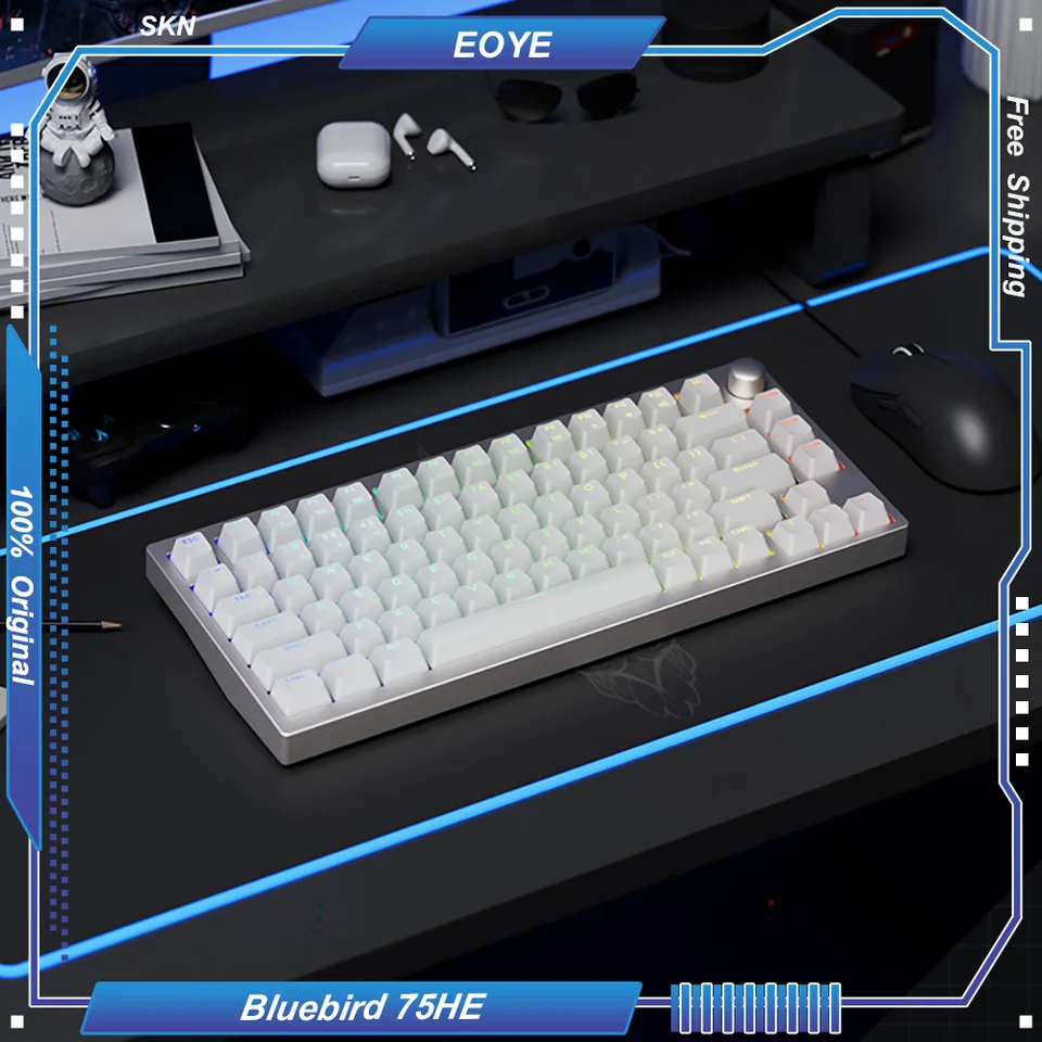 SKN Bluebird 75He Magnetic Ax Mechanickú klávesnicu 75% 81 Klávesy Tri-režim bezdrôtového CNC hliníka RT 0,2-3,8 mm DKS Web Drive Gaming