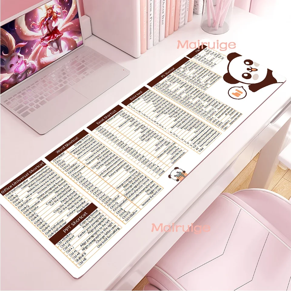 Skratka Excel Formula veľké podložky Mouse Pad Office Desk Mat Cute MousePad Photoshop Mouse Moust Word Computer počítač Kawaii Klávesnica Mats