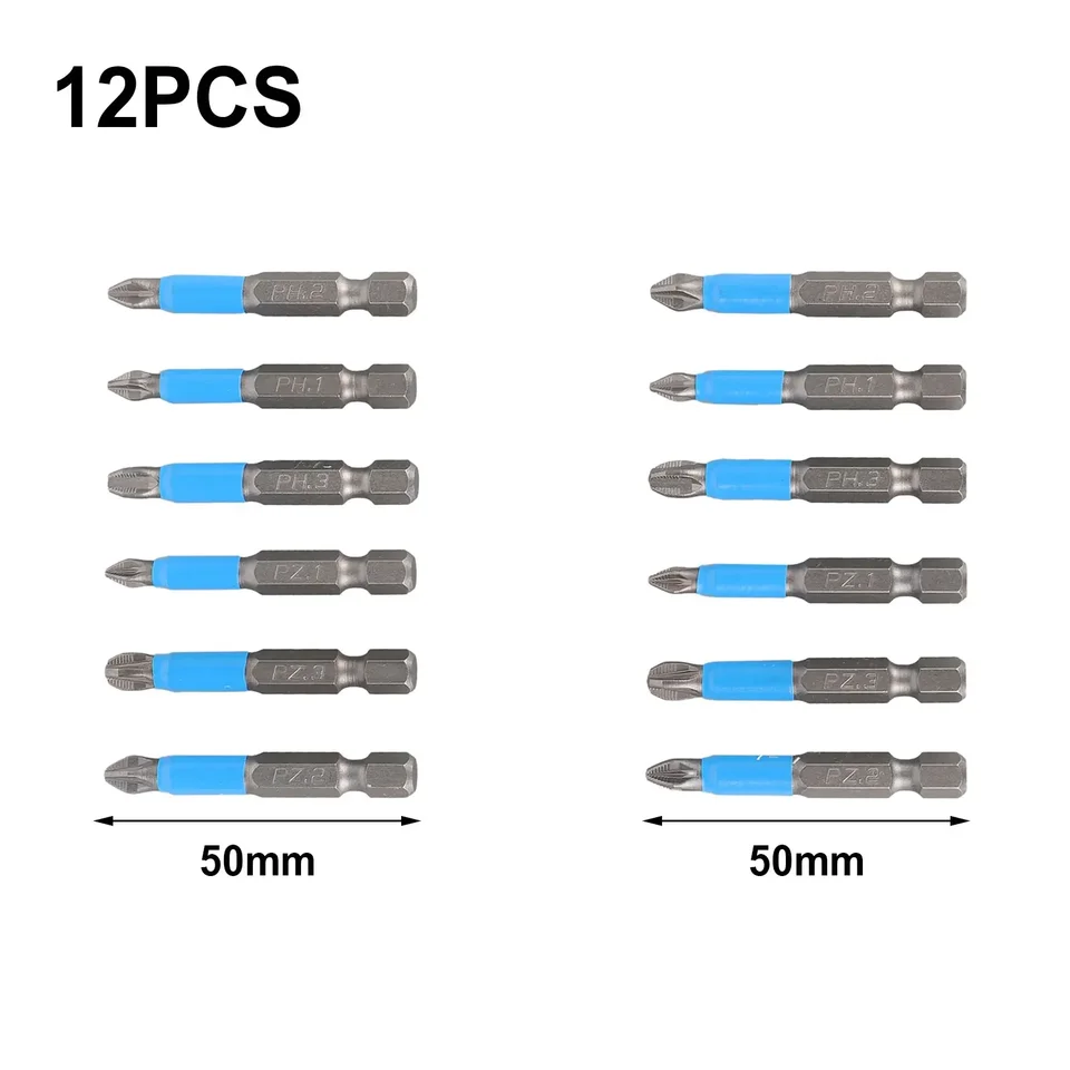 Skrutkovač bit tepelne upravený čierny zliatinový oceľový pH a PZ Screwdriver Bit Bit s 12ks s 50 mm dlhou životnosť