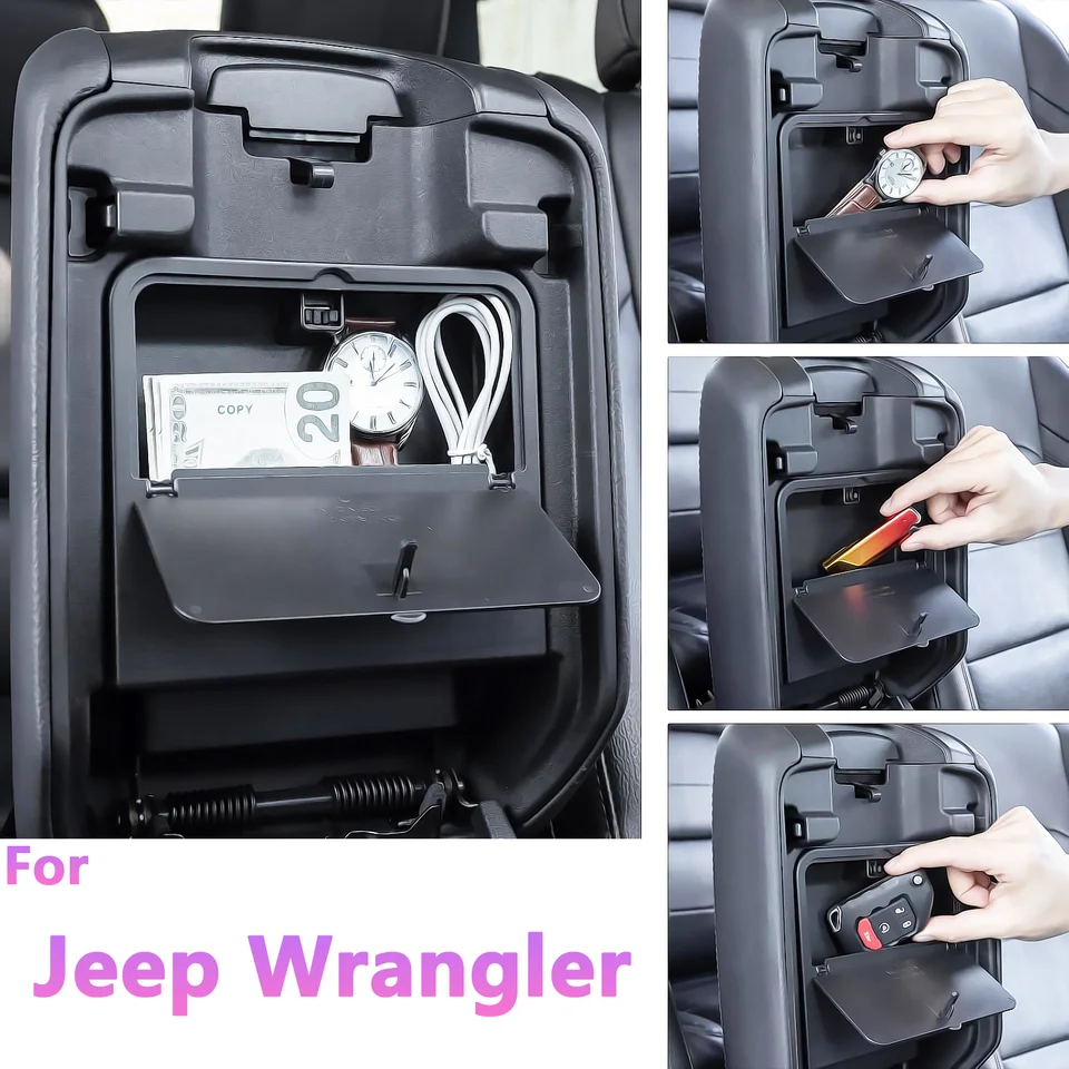 Skryté úložné skrinky lakťové lakťové opierky Intímne položky Organizátor Tray Organizátor pre auto pre Jeep Wrangler JL/JLU 4xe 2018-2023 2024 2025