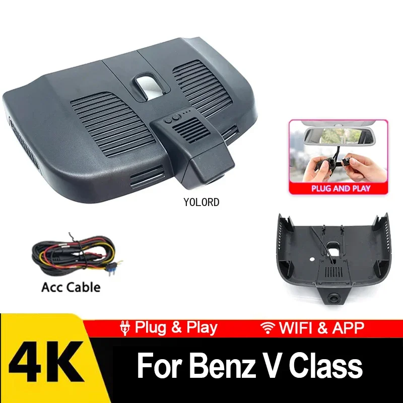 Skrytý 4K Car DVR WiFi Dash Camera pre kameru pre Mercedes-Benz Vito V trieda Maybach V200 V250 V260 V300 Tourer 116CDI W447 W638 W639