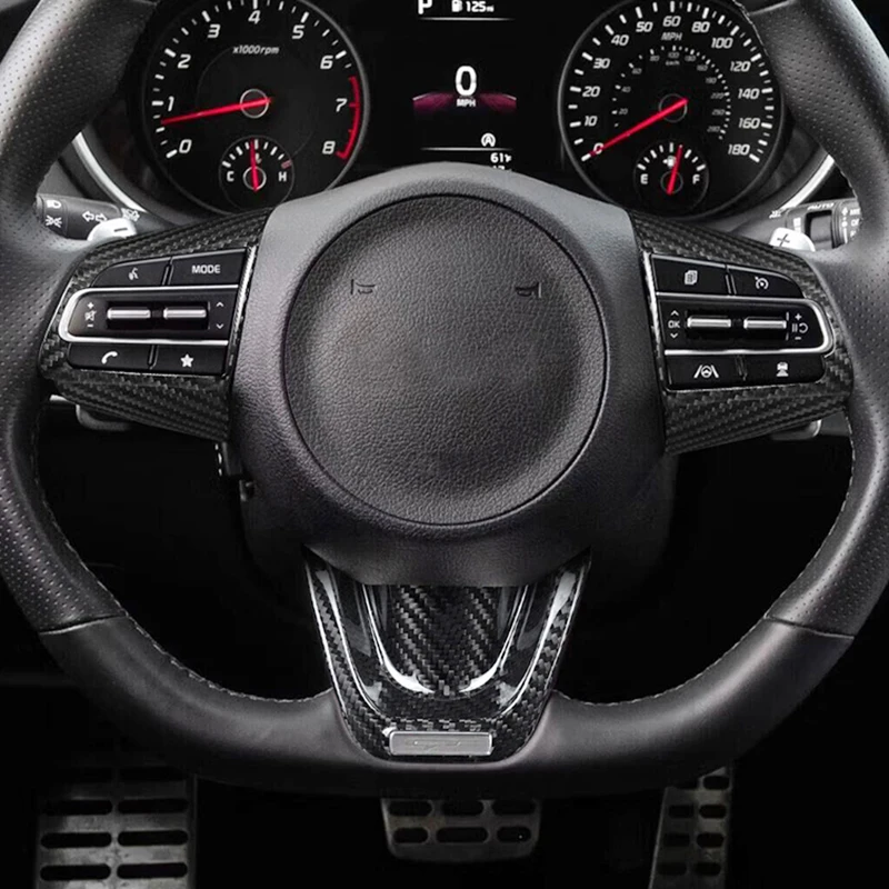 Skutočná nálepka na tvrdé uhlíkové vlákna pre Kia Stinger 2018 2019 2020 2021 2022 Časťový panel volantu