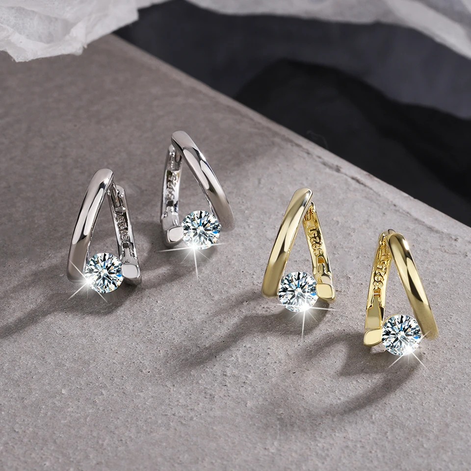 Skutočné 1 karát Round Moissanite Diamond Hoop náušnice Ženy 925