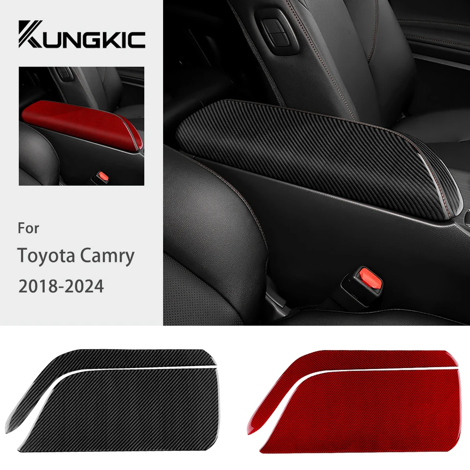 Skutočné mäkké uhlíkové vlákno pre Toyota Camry 2018 2019 2020 2021 2022 2023 2024 LHD RHD Car lakťová lakťová lakťová lakťová lakťová lakťová lakťová krabička Interiérové ​​príslušenstvo