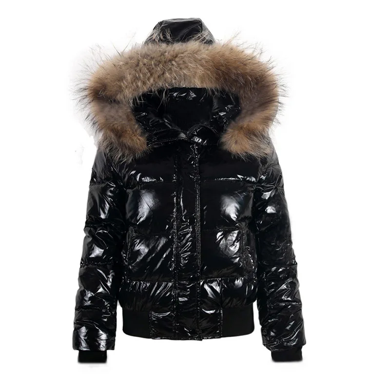 Skutočné mývalo kožušinové kapucne Parkas Nový 2024 Zimný kabát Ženy Real Fur Down Jacket Short Female Puffer Feather Witerproof Parkas