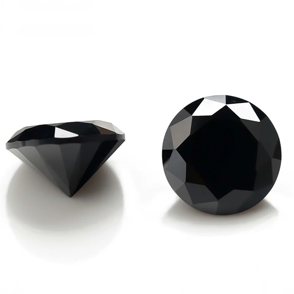 Skutočné okrúhle čierny Moissanit Stone 0,1ct až 15ct Loose Gemstones Pass Diamond Tester pre výrobu šperkov s certifikátom BM