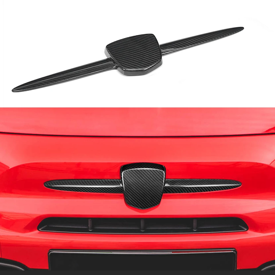 Skutočné suché uhlíkové vlákno auto predné mriežky Grill Známka panelová plochová obrusová výbava dekoratívny pre Fiat 500 595 695 2008-2024