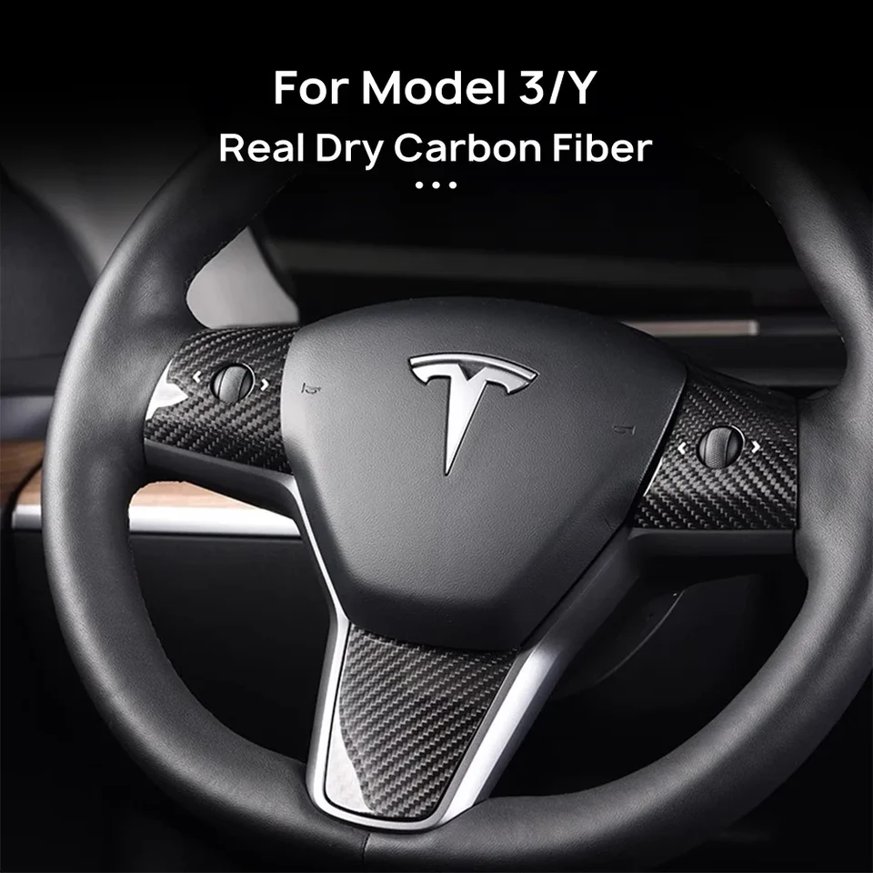 Skutočné suché uhlíkové vlákno na volant Case Case Case pre Tesla Model 3 2017-2023 Model Y 2020-2024 Automatické exteriérové ​​príslušenstvo