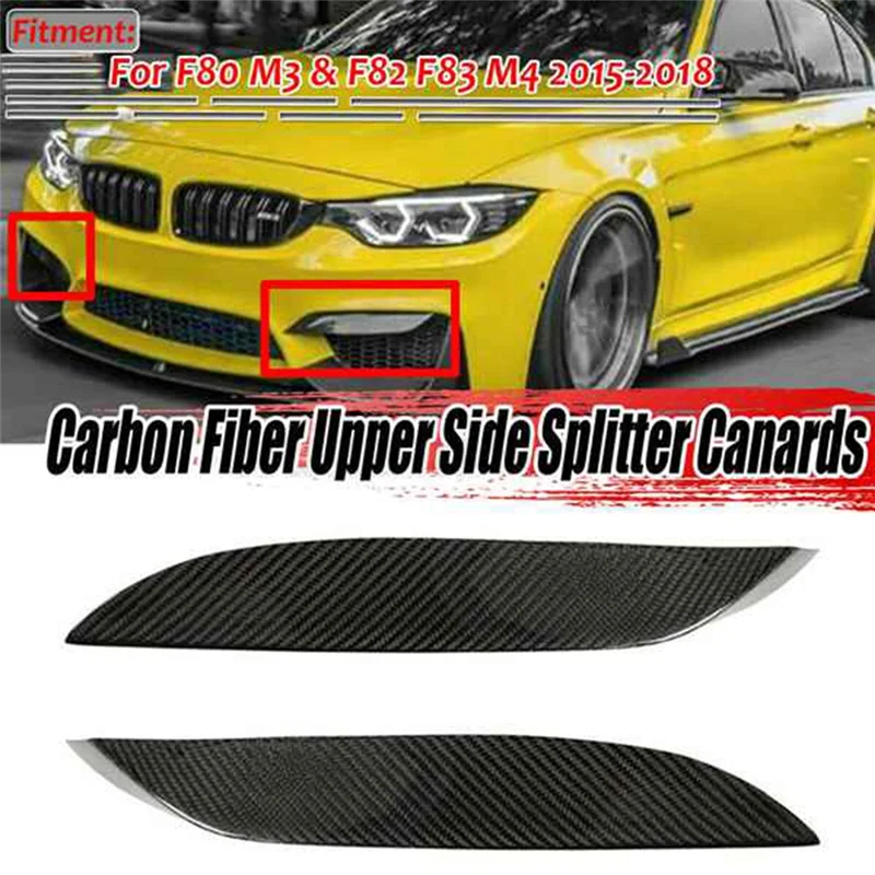 Skutočné uhlíkové vlákno predné nárazníky Splitter Canards Spoiler pre BMW F80 M3 F82 F83 M4 2015-2018