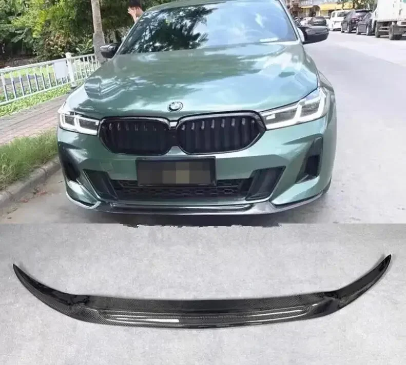 Skutočné uhlíkové vlákno predné pierky na pery Bumper Flaps Cover Spoiler Cover pre BMW 6-série GT G32 2017-2023