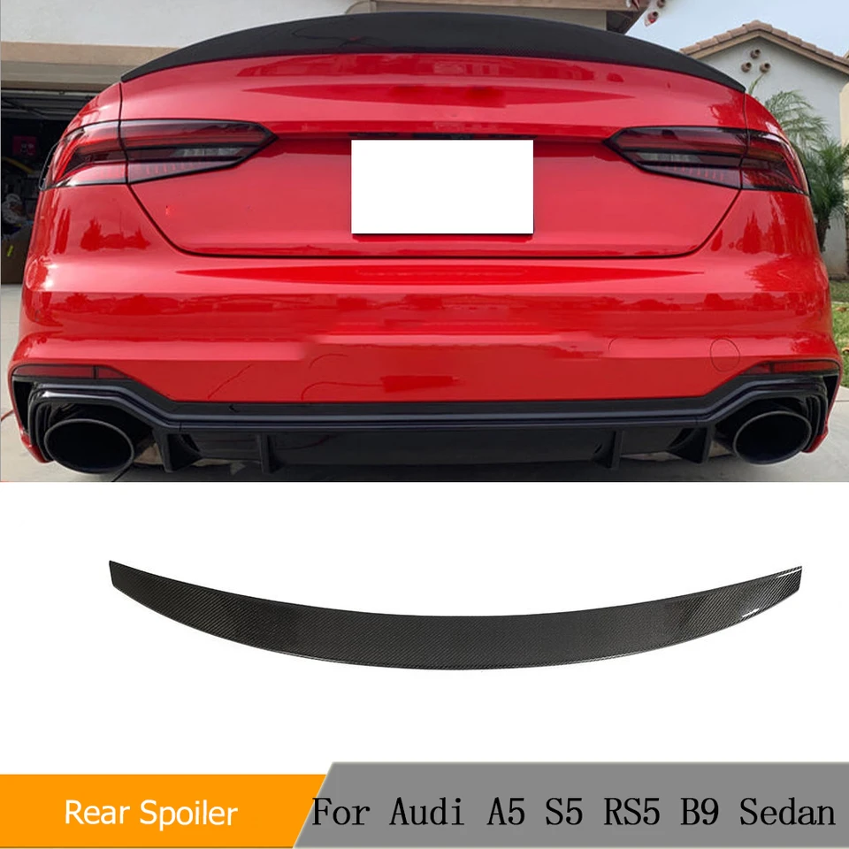 Skutočné uhlíkové vlákno zadné spojlery Trunk Boot Lip Wing pre Audi A5 S Line S5 RS5 B9 9.5 2017-2023 Zadný kufre SPOLER HIGH CINGE