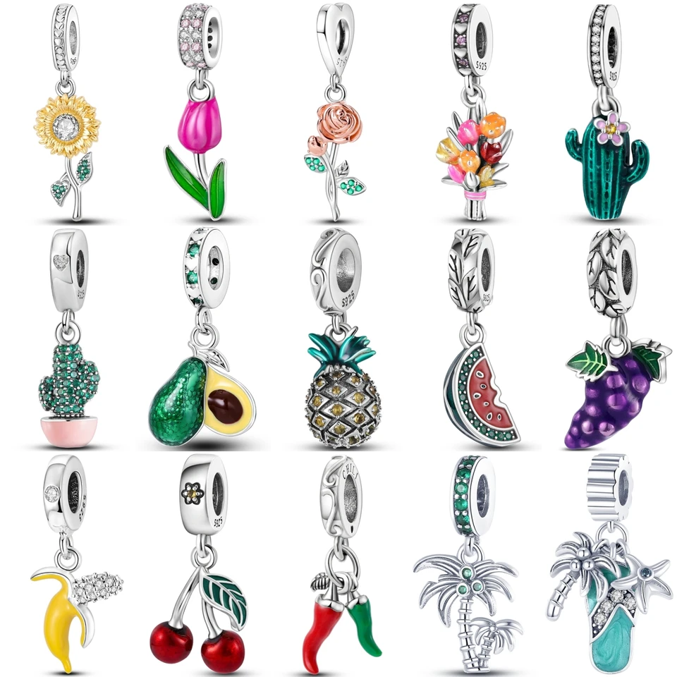 Skutočný 925 Sterling Silver Sunflower Blue Zirkónové kúzla korálky Fit náhrdelník 925 Originálne náramky Vynikajúci darček pre kutily