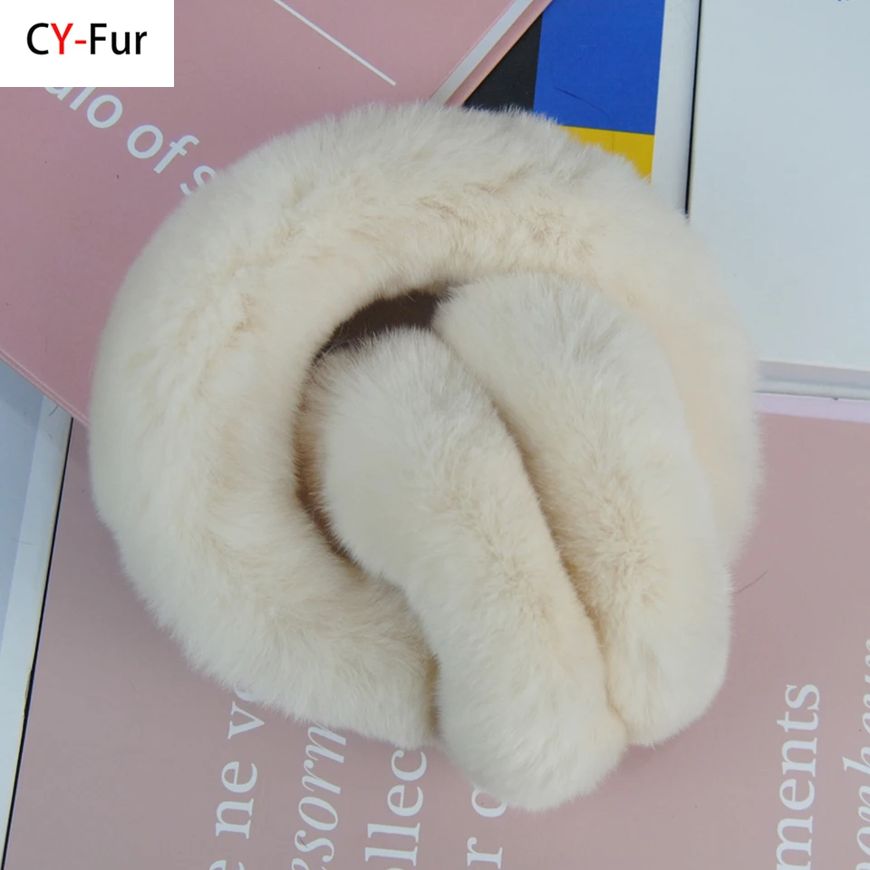 Skutočný rex králičí kožušinové uší žena Králik kožušina Earmuff Vianočný darček plyšrne kožušina uši