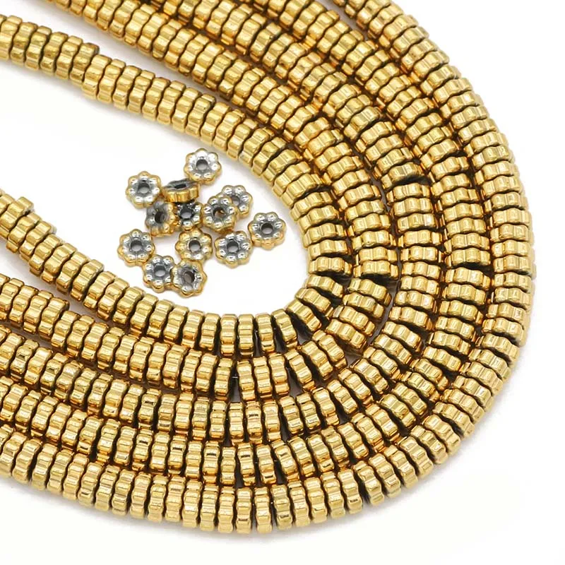 Skutočný zlatý 5x1mm Chrysanthemum Tvar hematitu prírodný kameň Loose Loose Per Loads pre šperky výroby DIY náramky
