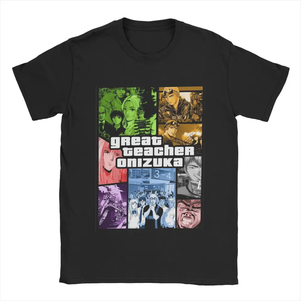 Skvelý učiteľ Onizuka gto muži tričko anime neformálne tričko Tričko s krátkym rukávom okrúhly krk tričká 100% bavlna plus topy veľkosti