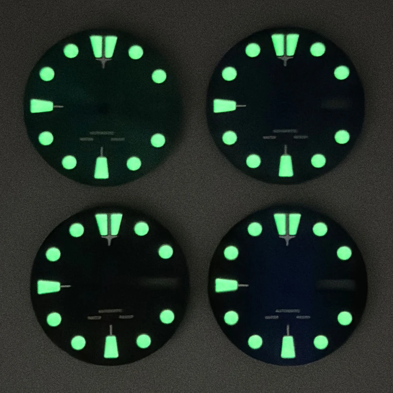 SKX007 SRPD Zelená svetelná tvár 28,5 mm vytáčanie kompatibilná s NH35 NH36 7S26 4R35 Automatické výmeny hodiniek na hodinky