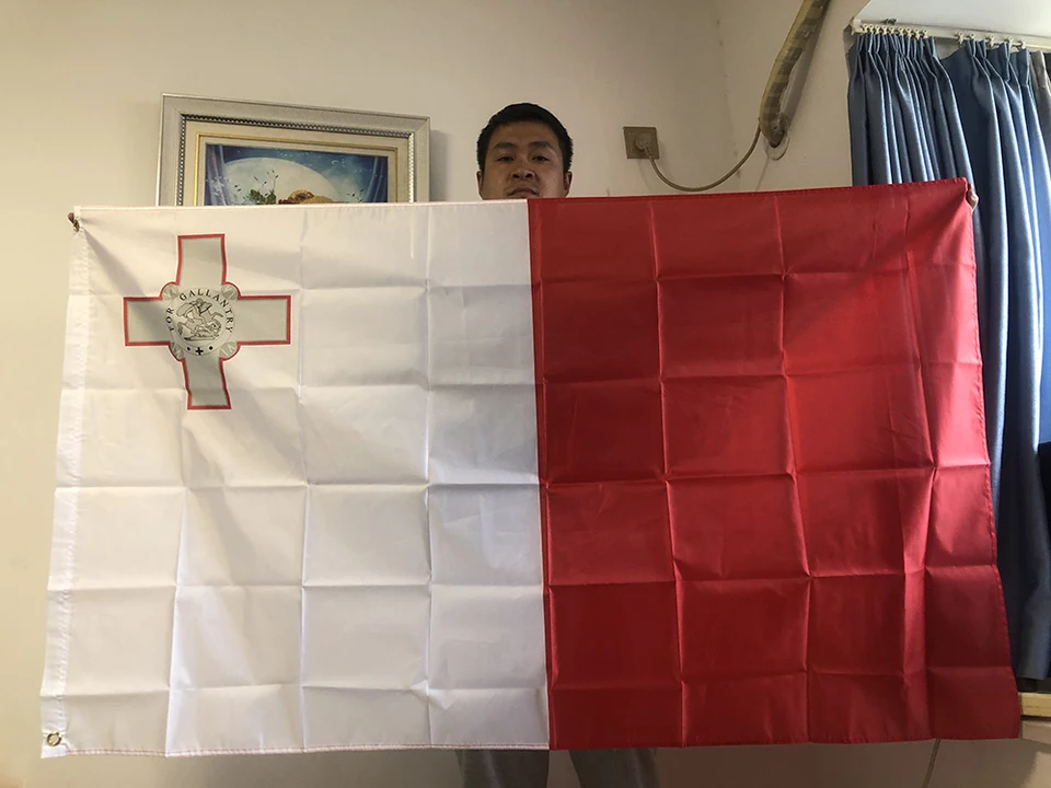 Sky Flag 90x150 cm MLT Malta Flag Country Country Indoor Polyester Hanging Banner Pennant Home Decoration
