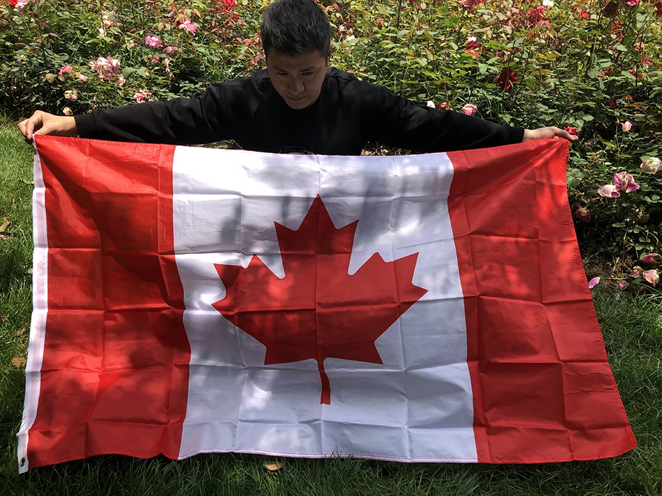 Sky Flag Doprava zdarma skvelá kanadská vlajka 90*150 cm visiaci polyster 3x5fts Canada Národná vlajka Banner pre dekoráciu
