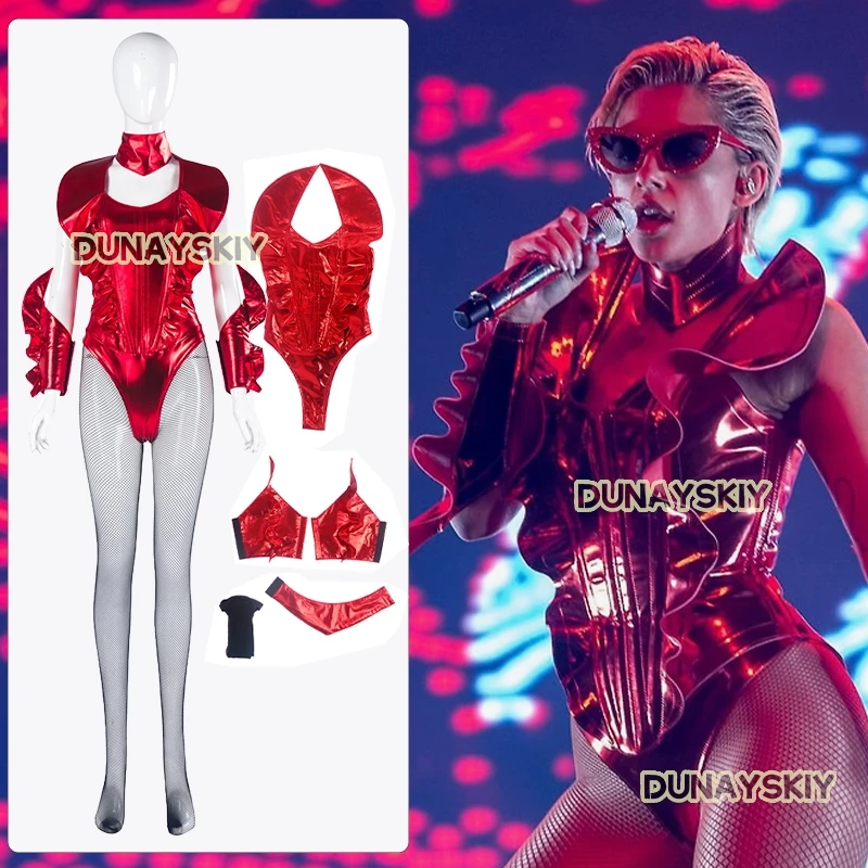Skye Riley Cospaly kostým sexy červená kombinéza laserom trblietky Flitre Mini šaty 2025-anime costing roy Performance Performance Performance Performance